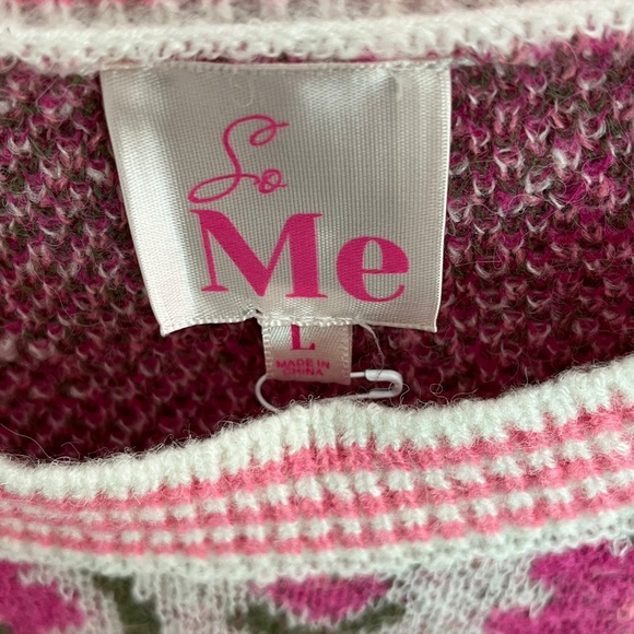 So Me Pink and Green Knit Sweater Size Large NWT - Picture 3 of 10